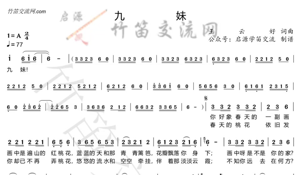 《九妹》动态简谱分享