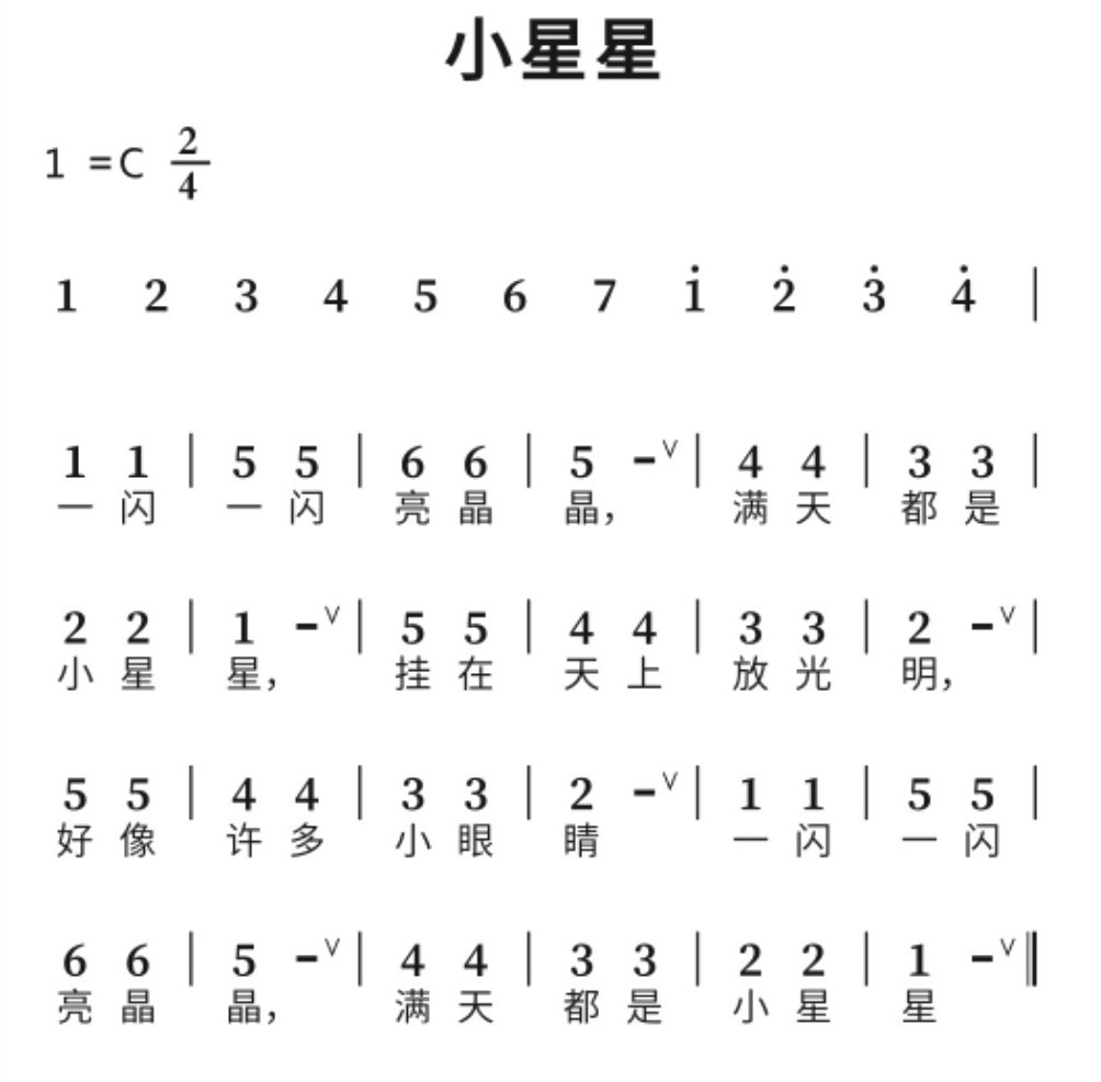 《小星星》儿歌简谱分享插图99772551_1722230797.jpg