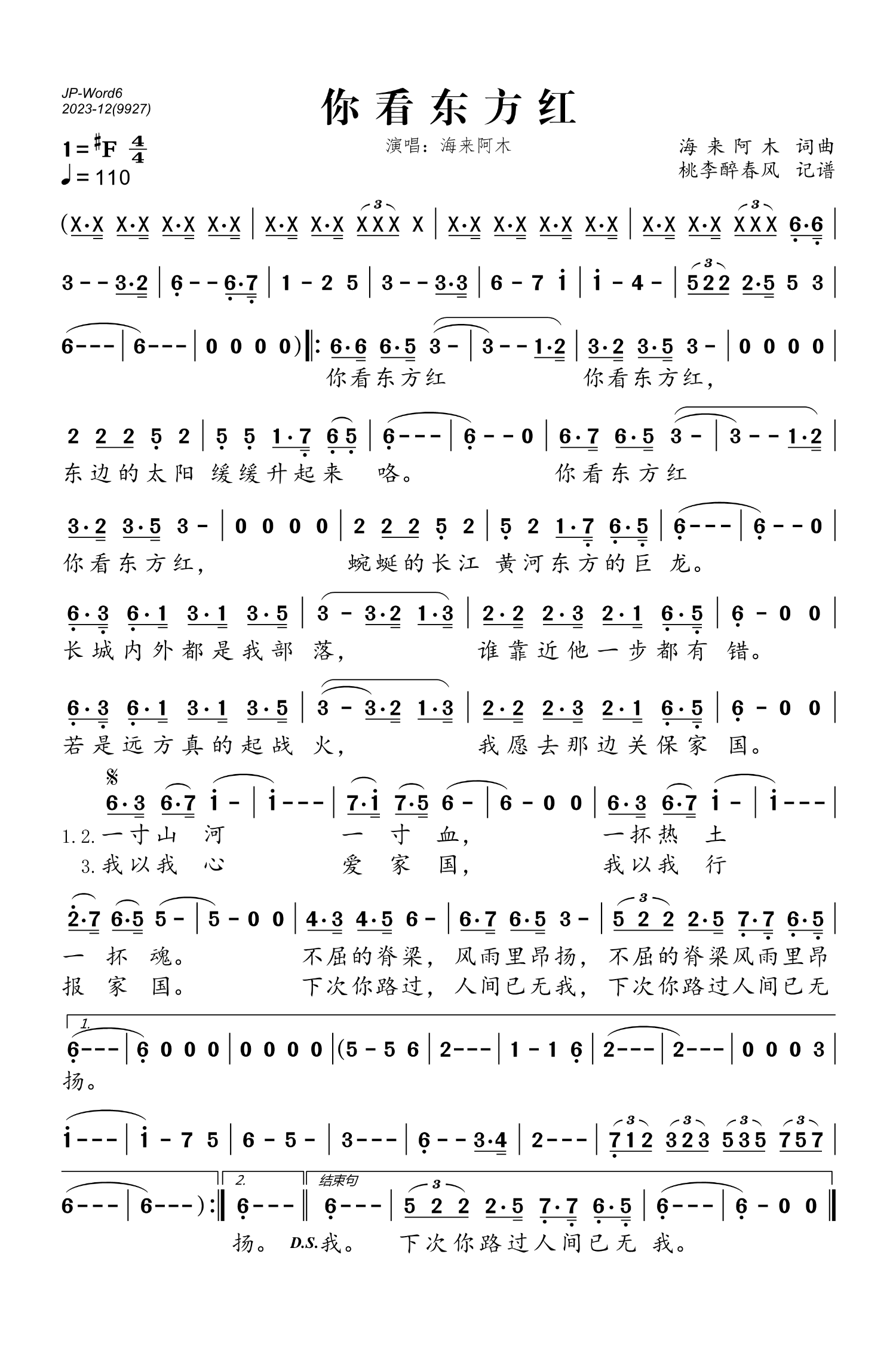 《你看东方红》简谱插图67681487_1710933873.png